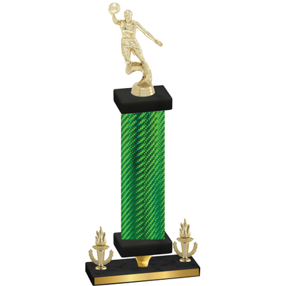 Premium Single Green Carbon Fiber Victory Basketball Trophy