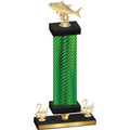 Premium Single Green Carbon Fiber Second Place Fishing Trophy