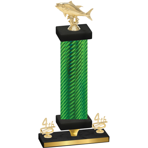 Premium Single Green Carbon Fiber Fourth Place Fishing Trophy