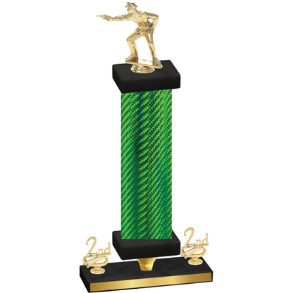 Premium Single Green Carbon Fiber Second Place Shooter Trophy