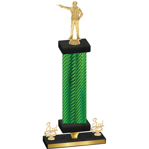 Premium Single Green Carbon Fiber Third Place Shooter Trophy