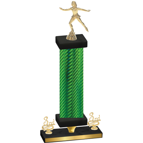 Premium Single Green Carbon Fiber Third Place Skater Trophy