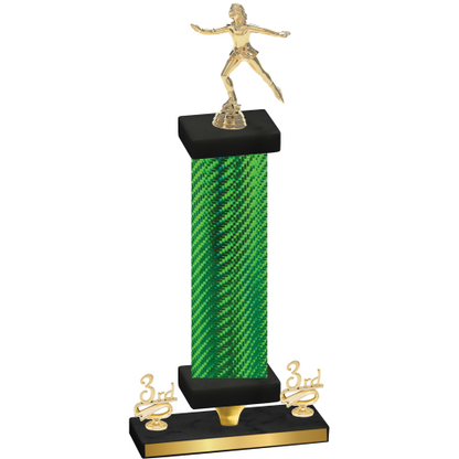 Premium Single Green Carbon Fiber Third Place Skater Trophy