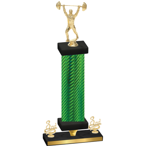 Premium Single Green Carbon Fiber Third Place Weights Trophy
