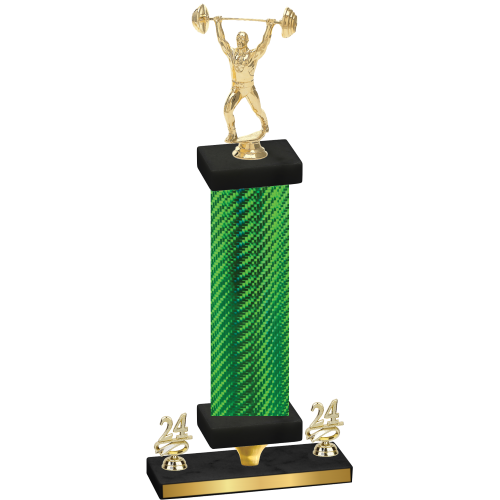 Premium Single Green Carbon Fiber Year Weights Trophy