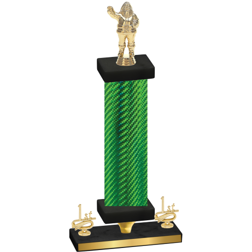 Premium Single Green Carbon Fiber First Place Holiday Trophy