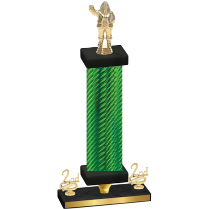 Premium Single Green Carbon Fiber Second Place Holiday Trophy