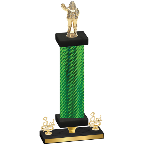 Premium Single Green Carbon Fiber Third Place Holiday Trophy