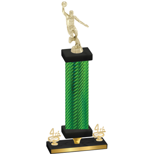 Premium Single Green Carbon Fiber Fourth Place Basketball Trophy