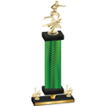 Premium Single Green Carbon Fiber First Place Flag Football Trophy