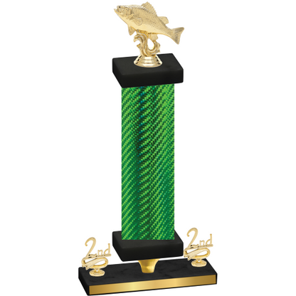 Premium Single Green Carbon Fiber Second Place Fishing Trophy