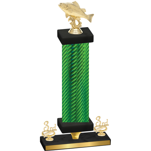 Premium Single Green Carbon Fiber Third Place Fishing Trophy