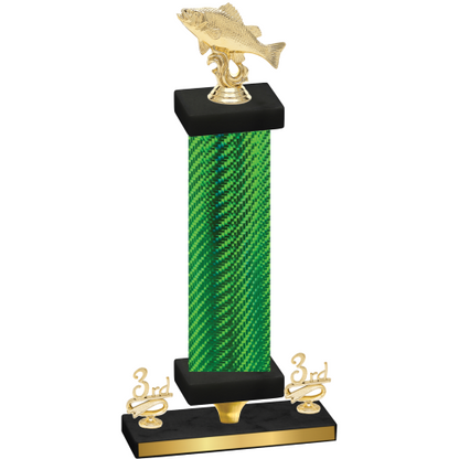 Premium Single Green Carbon Fiber Third Place Fishing Trophy