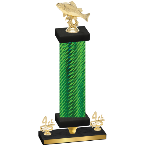 Premium Single Green Carbon Fiber Fourth Place Fishing Trophy