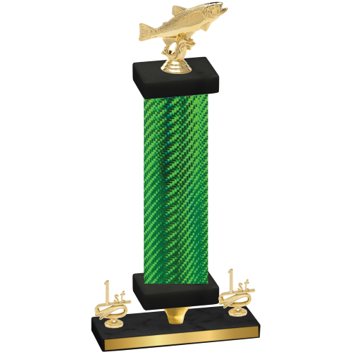 Premium Single Green Carbon Fiber First Place Fishing Trophy