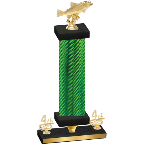 Premium Single Green Carbon Fiber Fourth Place Fishing Trophy
