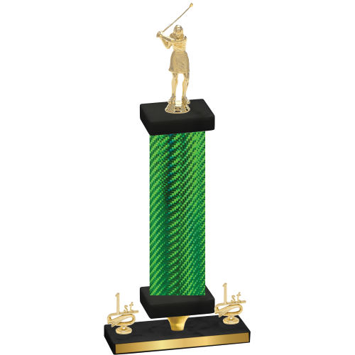 Premium Single Green Carbon Fiber First Place Golf Trophy