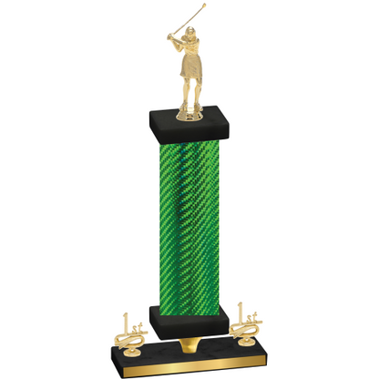 Premium Single Green Carbon Fiber First Place Golf Trophy