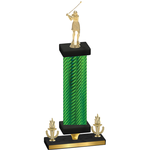Premium Single Green Carbon Fiber Victory Golf Trophy