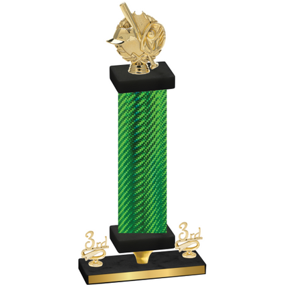 Premium Single Green Carbon Fiber Third Place Baseball Trophy