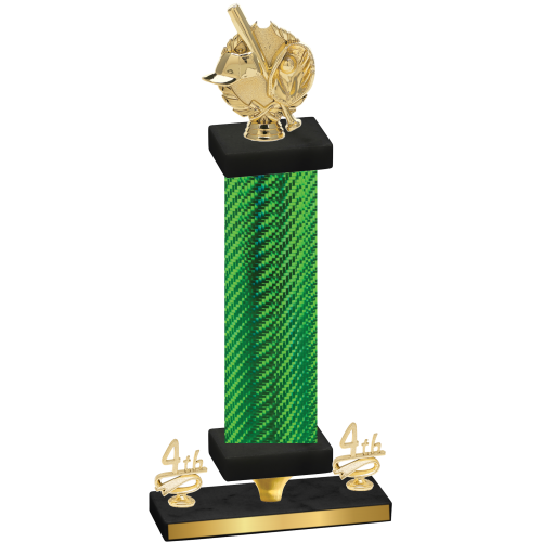 Premium Single Green Carbon Fiber Fourth Place Baseball Trophy