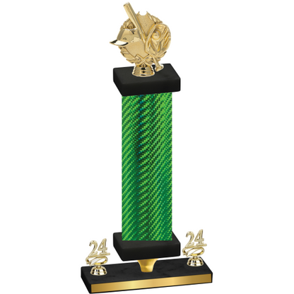 Premium Single Green Carbon Fiber Year Baseball Trophy