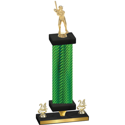 Premium Single Green Carbon Fiber Year Baseball Trophy