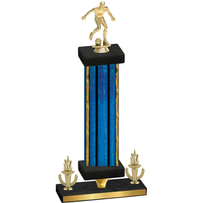 Premium Single Blue Glacier Victory Soccer Trophy