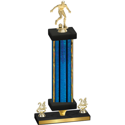 Premium Single Blue Glacier Year Soccer Trophy