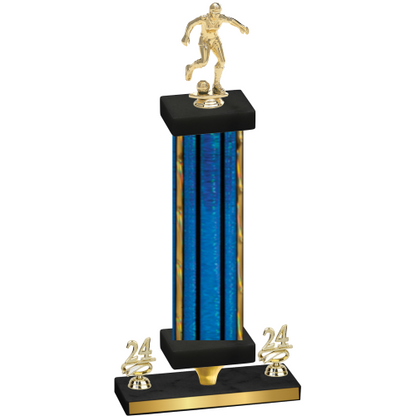 Premium Single Blue Glacier Year Soccer Trophy