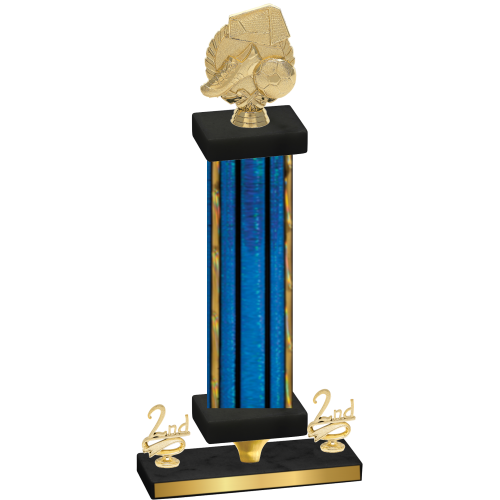 Premium Single Blue Glacier Second Place Soccer Trophy