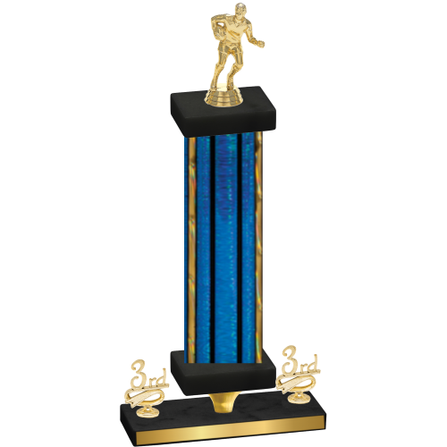 Premium Single Blue Glacier Third Place Rugby Trophy