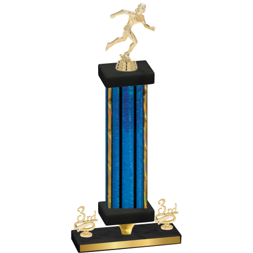 Premium Single Blue Glacier Third Place Running Trophy