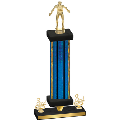 Premium Single Blue Glacier Third Place Wrestling Trophy