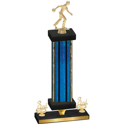 Premium Single Blue Glacier Third Place Bowling Trophy