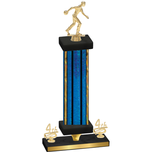 Premium Single Blue Glacier Fourth Place Bowling Trophy