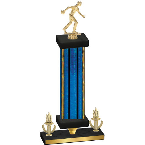 Premium Single Blue Glacier Victory Bowling Trophy