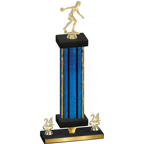Premium Single Blue Glacier Year Bowling Trophy