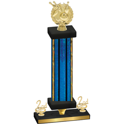 Premium Single Blue Glacier Second Place Bowling Trophy