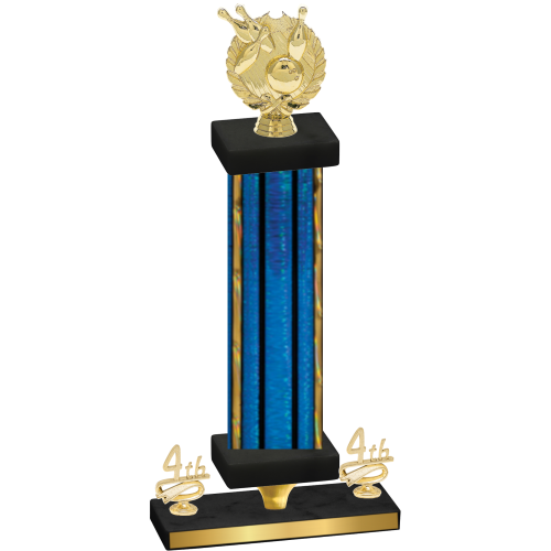 Premium Single Blue Glacier Fourth Place Bowling Trophy