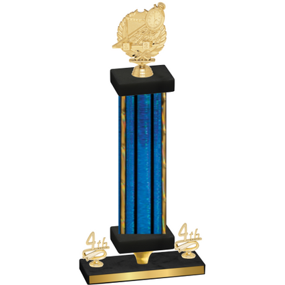 Premium Single Blue Glacier Fourth Place Swimming Trophy