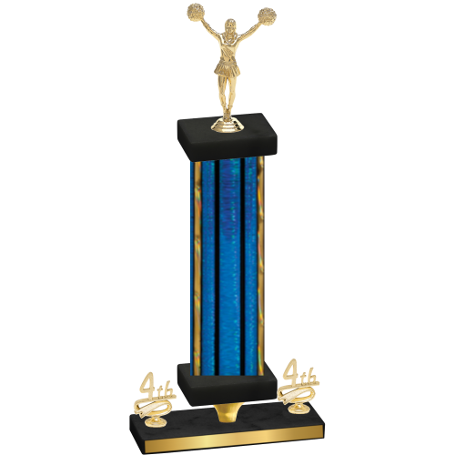 Premium Single Blue Glacier Fourth Place Cheerleading Trophy