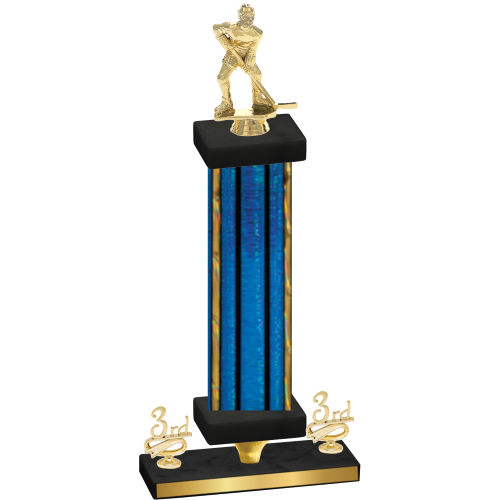 Premium Single Blue Glacier Third Place Hockey Trophy
