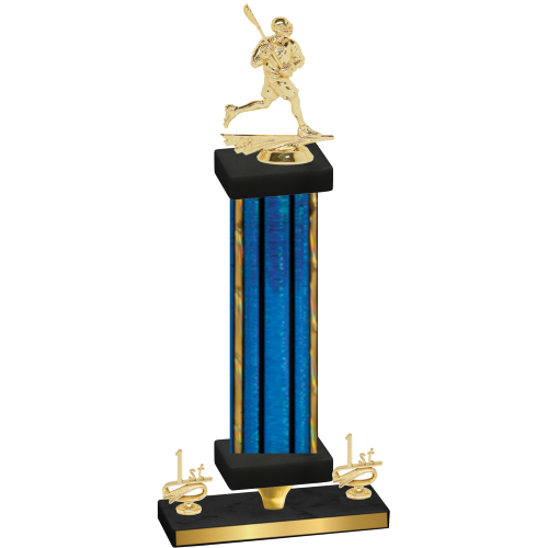 Premium Single Blue Glacier First Place Lacrosse Trophy