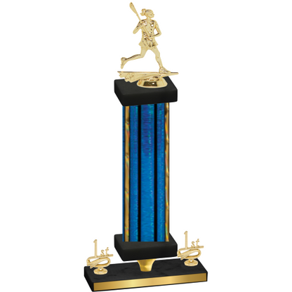 Premium Single Blue Glacier First Place Lacrosse Trophy