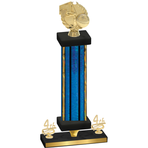 Premium Single Blue Glacier Fourth Place Basketball Trophy