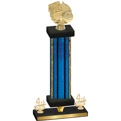 Premium Single Blue Glacier Fourth Place Basketball Trophy