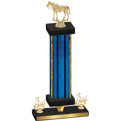 Premium Single Blue Glacier Third Place Horses Trophy