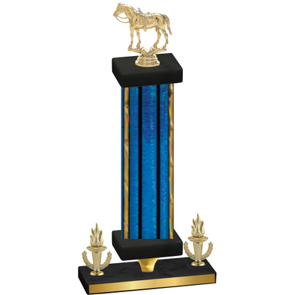 Premium Single Blue Glacier Victory Horses Trophy