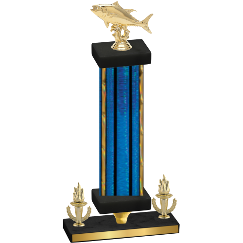 Premium Single Blue Glacier Victory Fishing Trophy